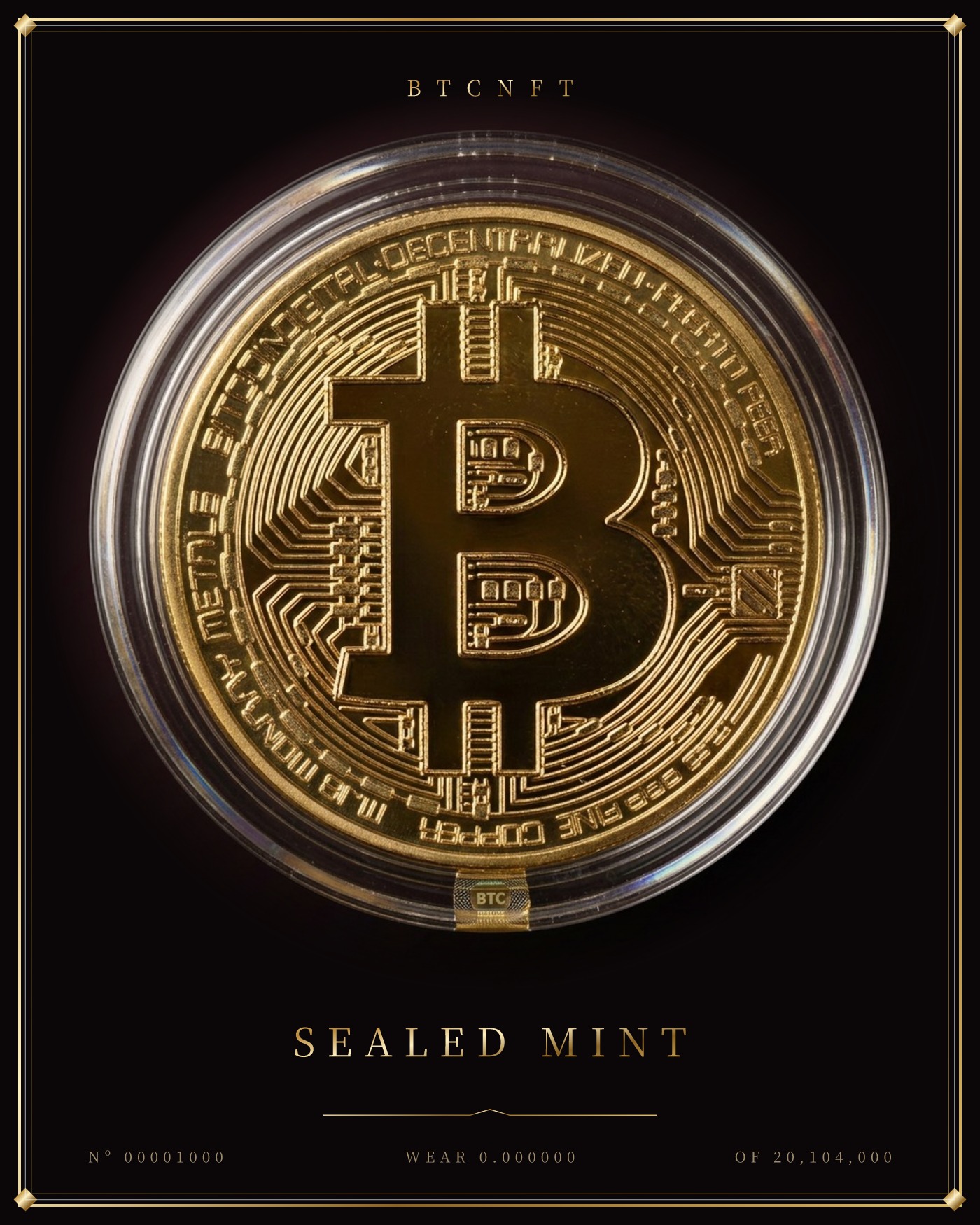 Sealed Mint coin card: a coin sealed in a crystal capsule